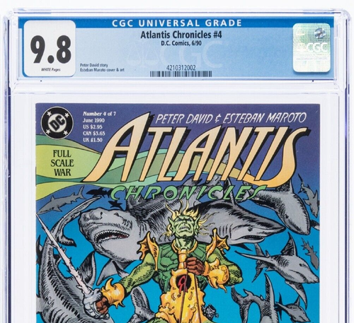🔥Atlantis Chronicles 4 CGC 9.8 White Pages DC Comics 1990 Aquaman II 1st Kordax - Picture 2 of 3
