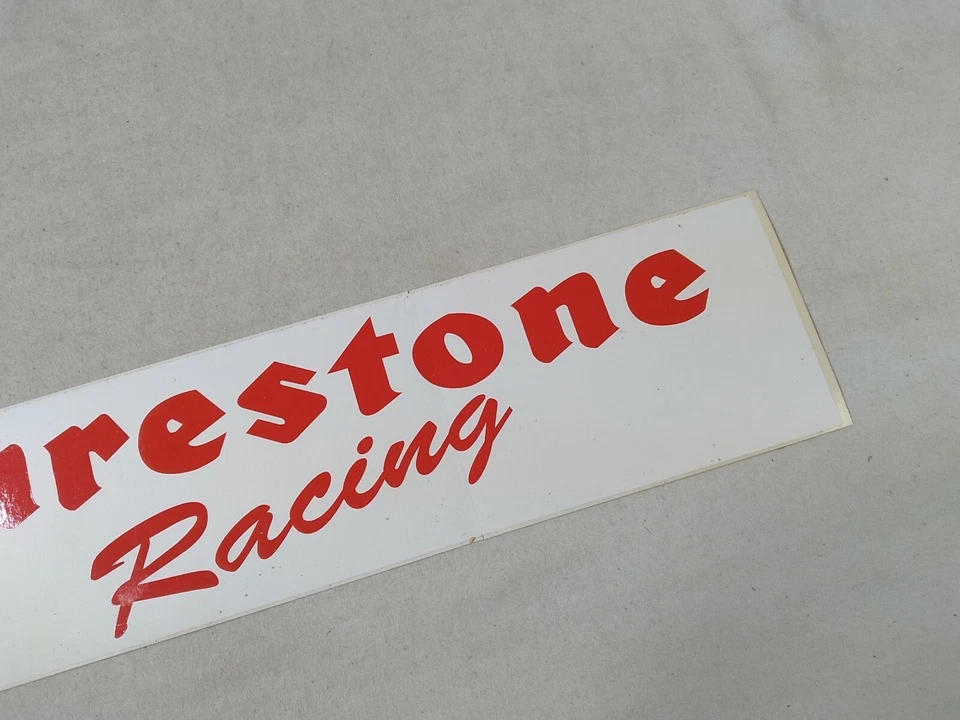 Calcomanía Firestone Racing roja blanca pegatina parachoques vintage carreras Indy Foto 3 de 4