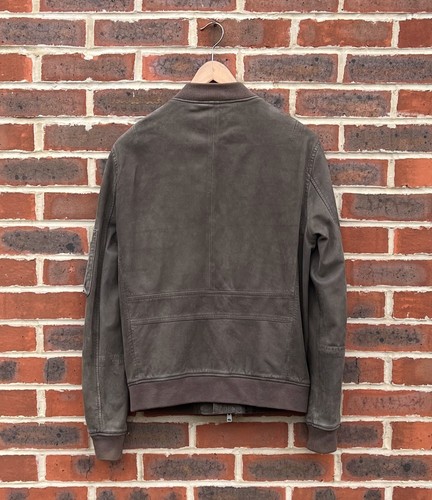 All Saints Mens IKEDA Suede Leather Bomber Jacket MEDIUM Grey AllSaints Biker - Picture 3 of 14