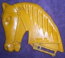 cast aluminum horse head JE BURKE CO FOND du LAC WI ride-on part