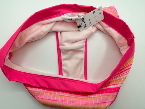 Art Class Swim Bottom Girls XL 14 Pink Orange Striped Summertide UPF 50 Brief - Picture 8 of 13