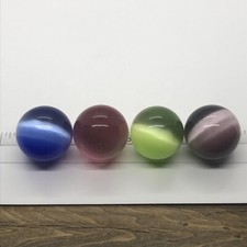 40mm Green Purple Blue Pink Nimbus Cat's Eye Orb Fiber Optic Marble Lot Of 4