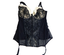 Victoria's Secret Women's 34C Bustier Top Black Lace Sheer 00's Y2K Camisole EUC