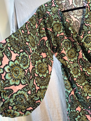Topshop Women's Floral Ruffle V Neck Mini Wrap Dress Size 8 US Turquoise Pink - Picture 9 of 18