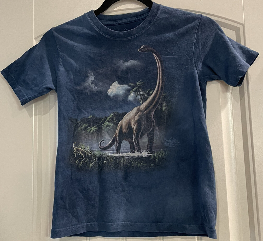The Mountain Blue Tie Dye Dinosaur Graphic Tee Shirt Youth Size