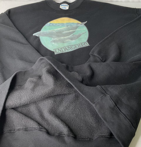 Vintage Cheetah Mervyns Sweatshirt PH Endangered Whales Pullover 90s Men 2XL USA - Picture 10 of 11