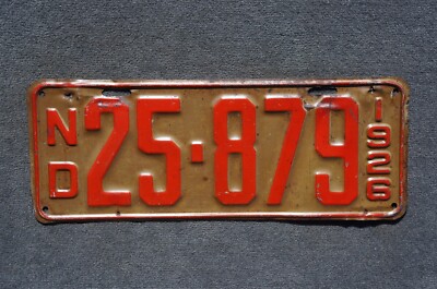 1926 NORTH DAKOTA License Plate # 25 - 879  Original Paint