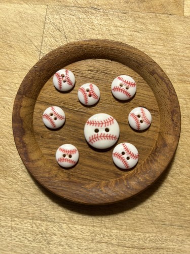 VTG Streamline Baseball Buttons white with red stitching Lot - Picture 2 of 4