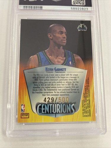 1998 TOPPS FINEST CENTURIONS KEVIN GARNETT 429/500 W/ COATING GRADED PSA 8 NM-MT - Picture 7 of 8