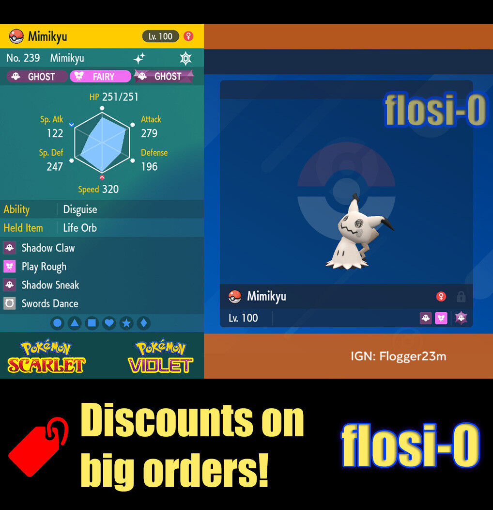 POKEMON SCARLET & VIOLET ✨ SHINY ✨ MIMIKYU LEVEL 1 6IV ✈️ FAST DELIVERY ✈️