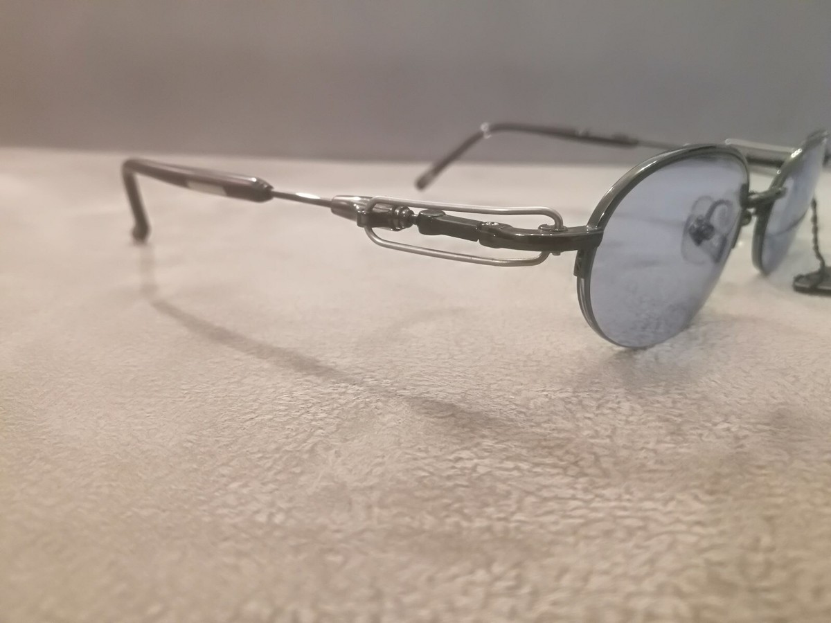 Jean Paul Gaultier JPG Vintage OVAL Sunglasses 56-0055 Black-Slvr