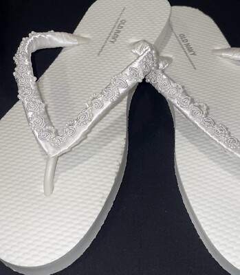 Handmade Wedding Flip Flops, Beach Wedding Sandals, Flower Size