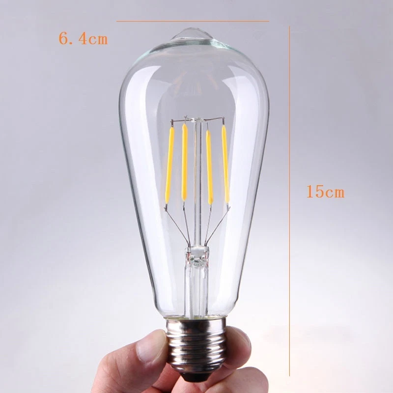 3X LED E27 Bulb ST64 4W 220~250V Warm White Lights Globe Home Lighting Fixtures - Image 2 of 4