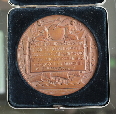 1892-3 COLUMBIAN EXPO ST- GAUDENS EGLIT-90 76MM BRONZE AWARD MEDAL