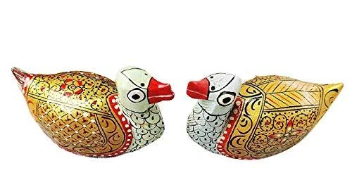 Pieza de exhibición de pato de madera hecha a mano y pintada para decoración de oficina en casa Foto 4 de 4