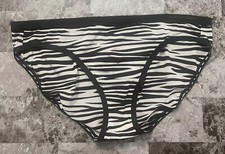 NWT VICTORIA'S SECRET L BLACK WHITE ZEBRA SMOOTH VINTAGE RARE BIKINI PANTIES
