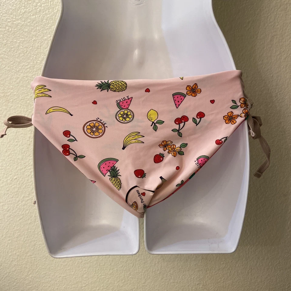 JUICY COUTURE Girls Bikini BOTTOM ONLY Size 14 Reversible Cherries TropicalFruit - Image 4 of 4