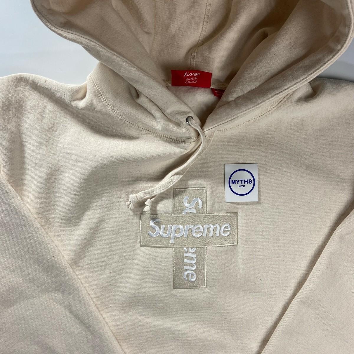 Supreme Cross Box Logo Hooded Sweatshirt Hoodie Natural FW20