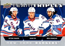 2021-22 Upper Deck Team Triples Artemi Panarin / Adam Fox / Mika Zibanejad