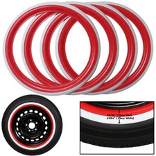 4x Portawalls Red White Wall Tire Insert 16 Rims Sidewall Set 4x Portawalls Red White Wall Tire Insert 16 Rims Sidewall Set