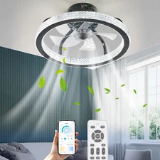 TCFUNDY Colorful LED Ceiling Fan Light with Music Player APP & Remote Control