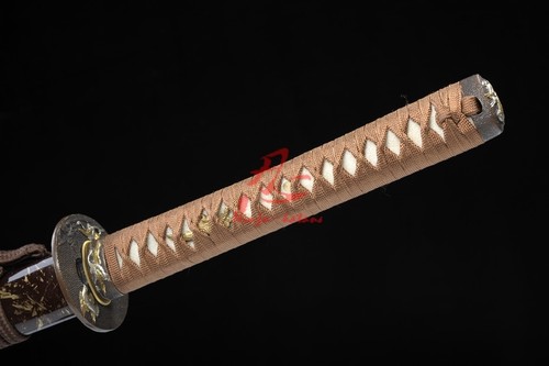 battle ready folded steel clay tempered Straight hamon jp katana sword sharpened - Bild 11 von 12