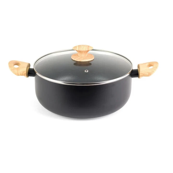 Stockpot 20cm Black With Lid All Hob Types Non-stick Kitchenware Durable Pot