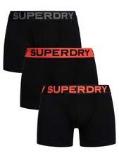 Image of Superdry Men's 3 Pack Organic Cotton Boxer Briefs, Black