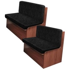 Leather Look RV Dinette Cushion Covers, Stretchable Camper 2 Sets 03 Black
