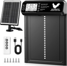 Automatic Chicken Coop Door Solar Powered with Timer/Light Sensor, Solar Chicken