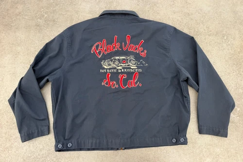 Vintage Black Jacks So. Cal Hot Rod & Kustoms Dickies Mechanic Stitched Jacket - product listing photo
