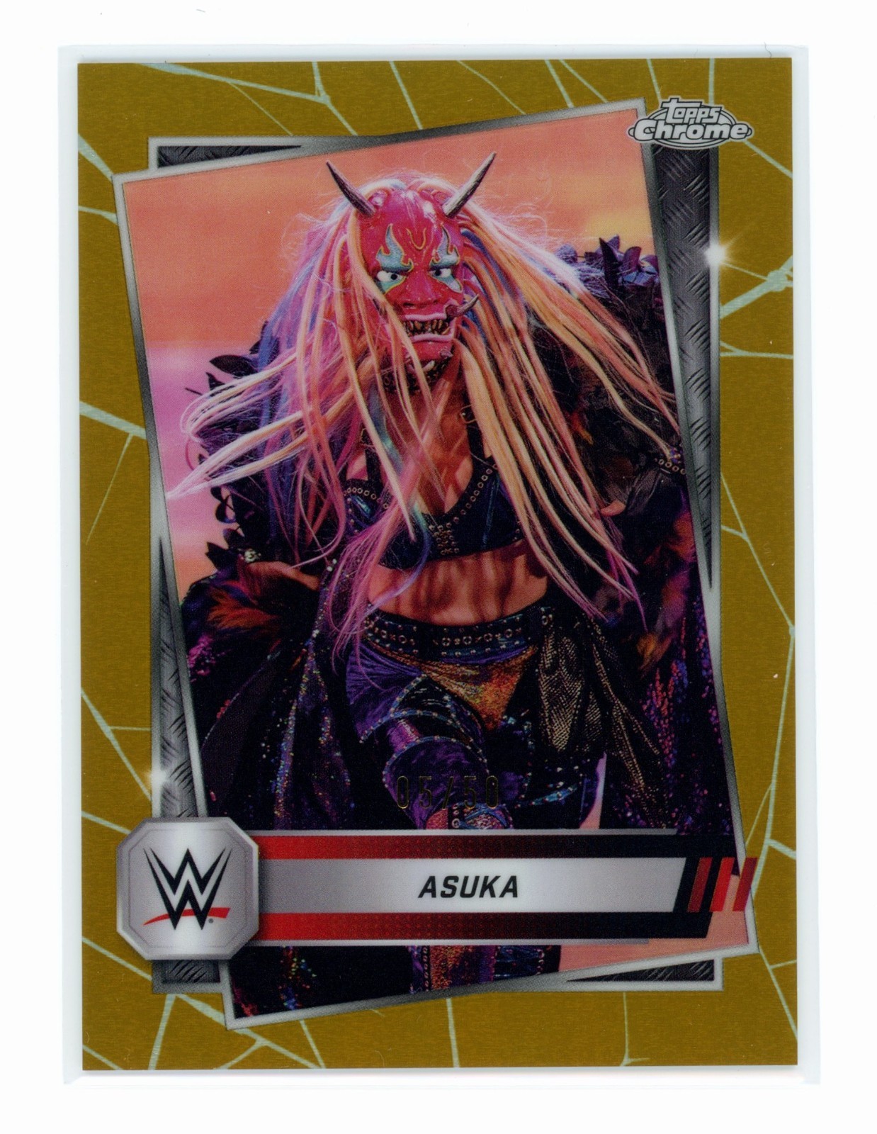 2025 WWE Topps Chrome Asuka Gold Refractor Card /50