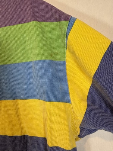 Vintage 80s Bold Surf Stripe Color Block Pullover Beach Zack Morris Polo Shirt L - Picture 6 of 8