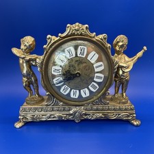 Splendex Vintage West German Mantel Clock Working Gilt Metal Cast Japanese Case