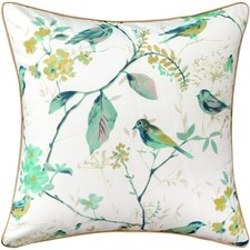  Taie d'oreiller jetée 1 pièce, vert oiseaux motif floral imprimé maison de campagne 
