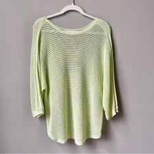 J. Jill Sweater Women's Large Open Knit Lime Green Tunic Relaxed Fit Beachy Top