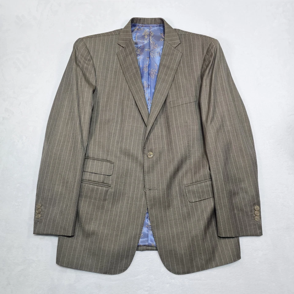 Traje Astor & Negro A Medida Para Hombre 42L 34x32 Toupe Bronceado Rayas Puños Franceses Personalizados Foto 3 de 4