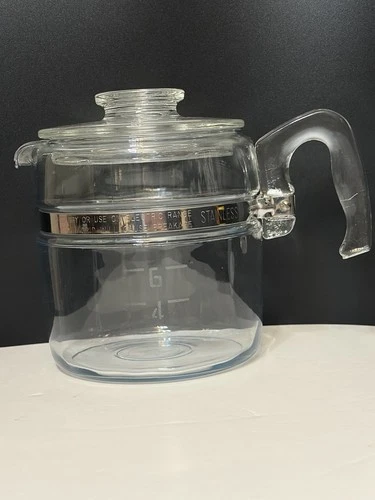 Vintage Pyrex 7756-B Flameware Glass Percolator Coffee POT/LID 7756-C/READ