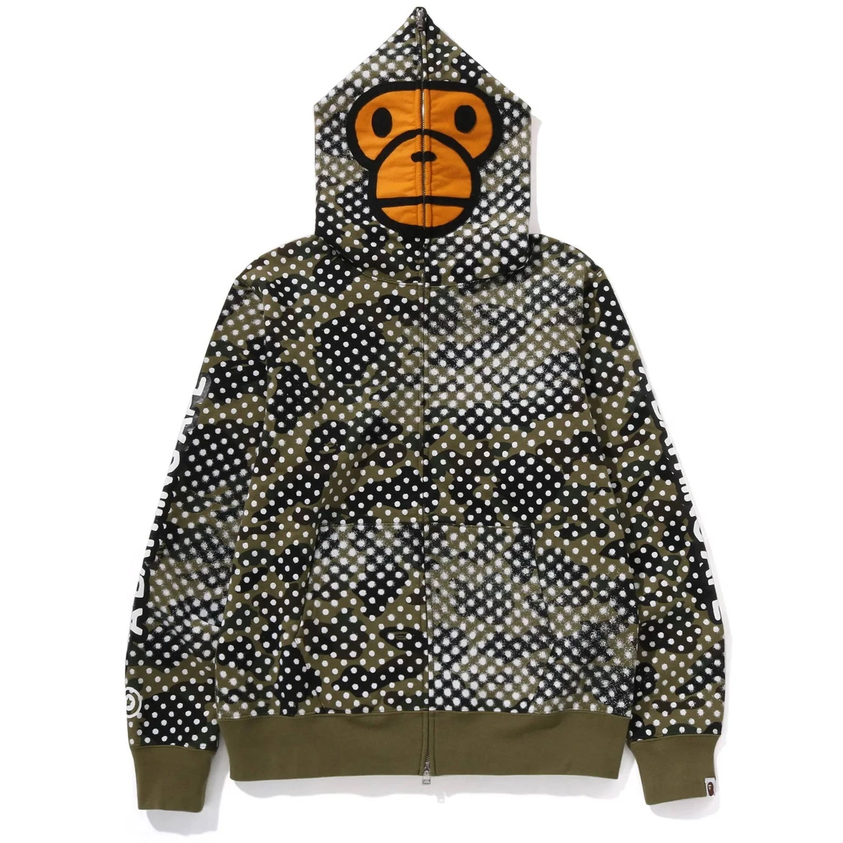 A・BATHING APE HOODIE L BAPE logo shark full zip hoodie navy x 1st camo yellow A Bathing