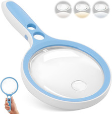 Large Magnifying Glass with Light,10X 25X 45X 60X Handheld Illuminated Lighted M