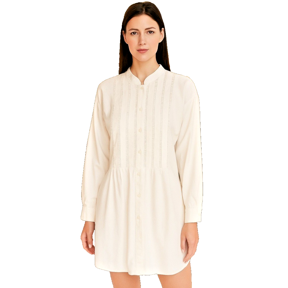 Liz Claiborne Street Style Linen Shirt Dress Lace Detail Pleated Vintage  Size 2 | eBay