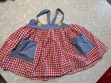 Vintage Toad Design 3t Toddler Girls Dress Summer Checkered Red White Blue