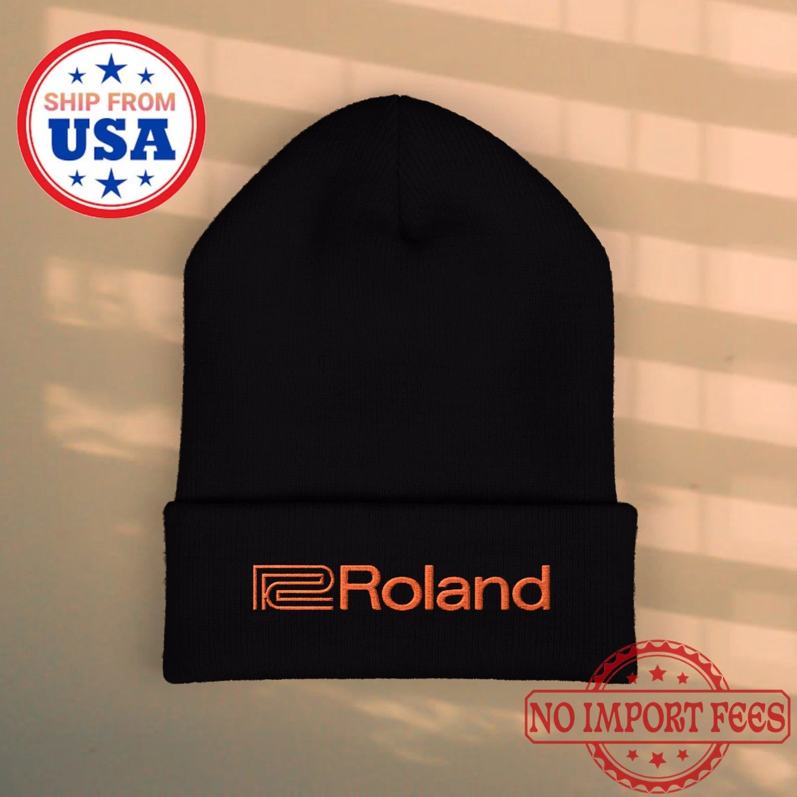 Roland Synthesizer Black Beanie Hat Size Adult