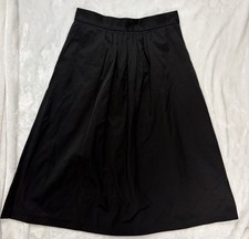 Zara Woman Black Pleated A-Line Midi Skirt, Twill Cotton/Polyester, Zip S