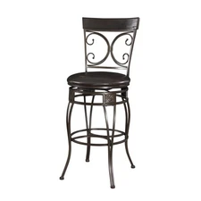 Powell Big and Tall Back to Back Scroll Stool Black 1