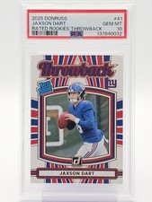 JAXSON DART 2025 DONRUSS THROWBACK RATED ROOKIE #41 GIANTS PSA 10 Q0004