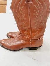 Nocona Cowboy Boots 12B USA Made Brown Leather Western Cowboy