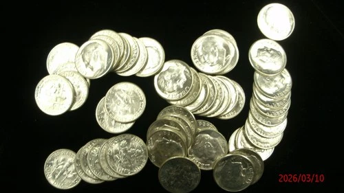 1955-S Uncirculated Roosevelt Silver Dime Roll [50 UNC. Dimes]