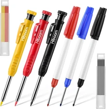 3 Pcs Carpenter Pencils with Sharpener & 3 Pcs Deep Hole Marker, Heavy Duty M...