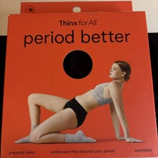 Thinx for All Period Better Underwear Brief Panties, Super Absorption, Black, M